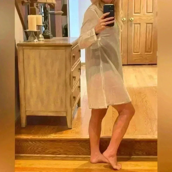 Juliet Dunn White Embroidered 3/4 Sleeves Delicate Tunic Shirt Sz 2 US 6/8. - Picture 10 of 14